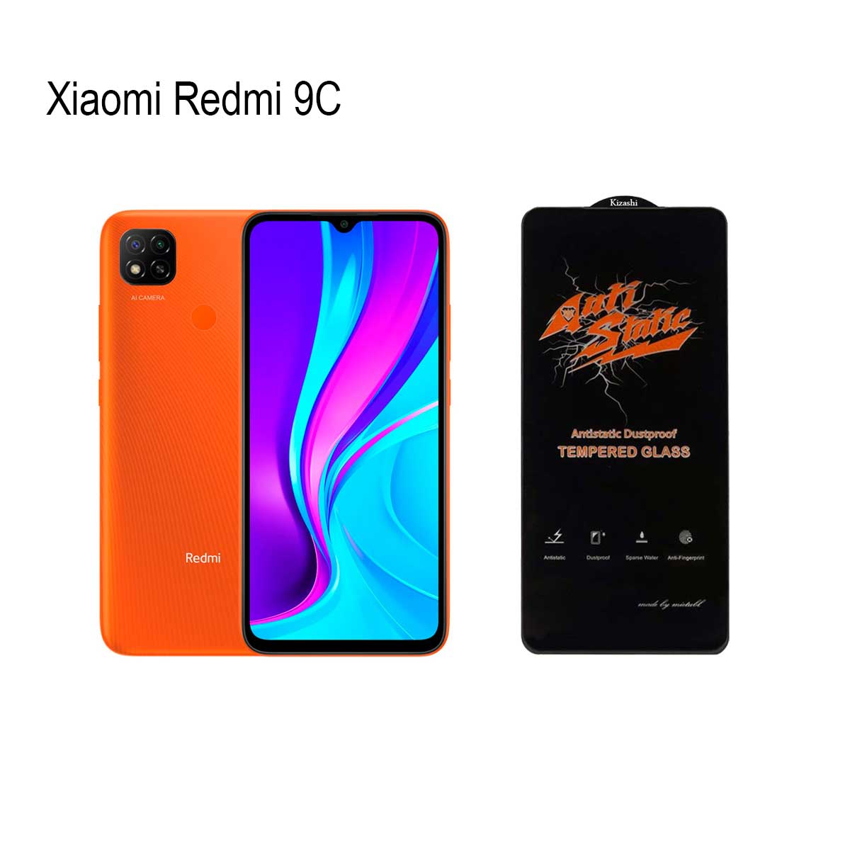 گلس محافظ صفحه نمایش آنتی استاتیک، مناسب برای گوشی شیائومی Redmi 9C